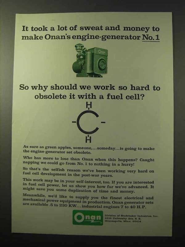 1964 Onan Engine-Generator Ad - Sweat and Money