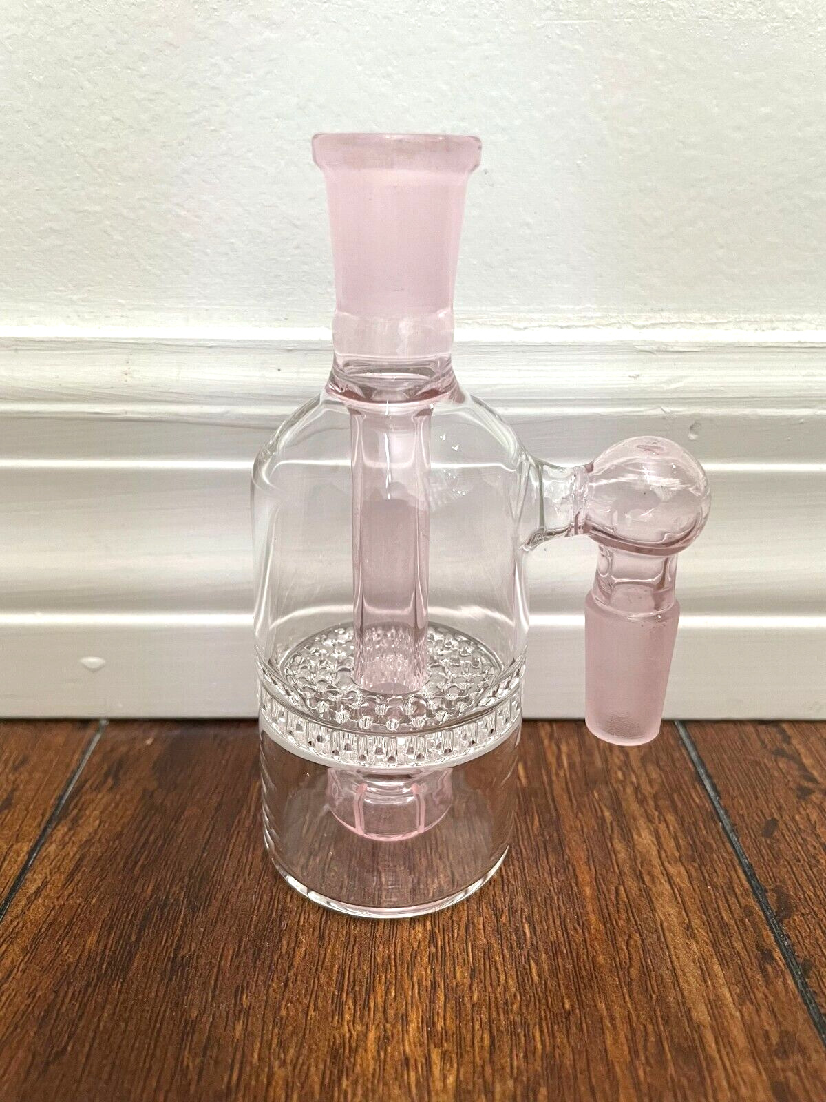 4.5” Premium Glass Water Pipe Ash Catcher Shower Homeycomb Perc 14mm Pink