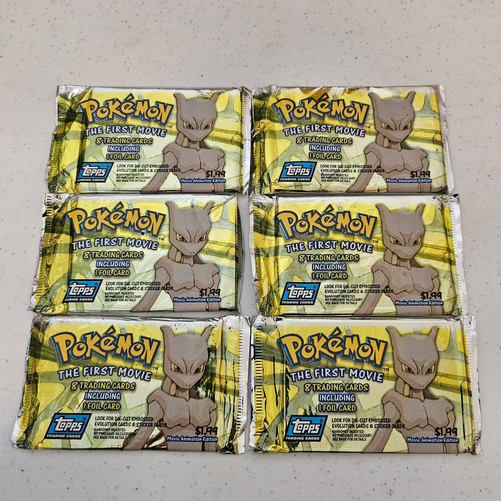 POKEMON: THE FIRST MOVIE TOPPS TRADING CARDS 6 Packs Factory Sealed 1998 Blue