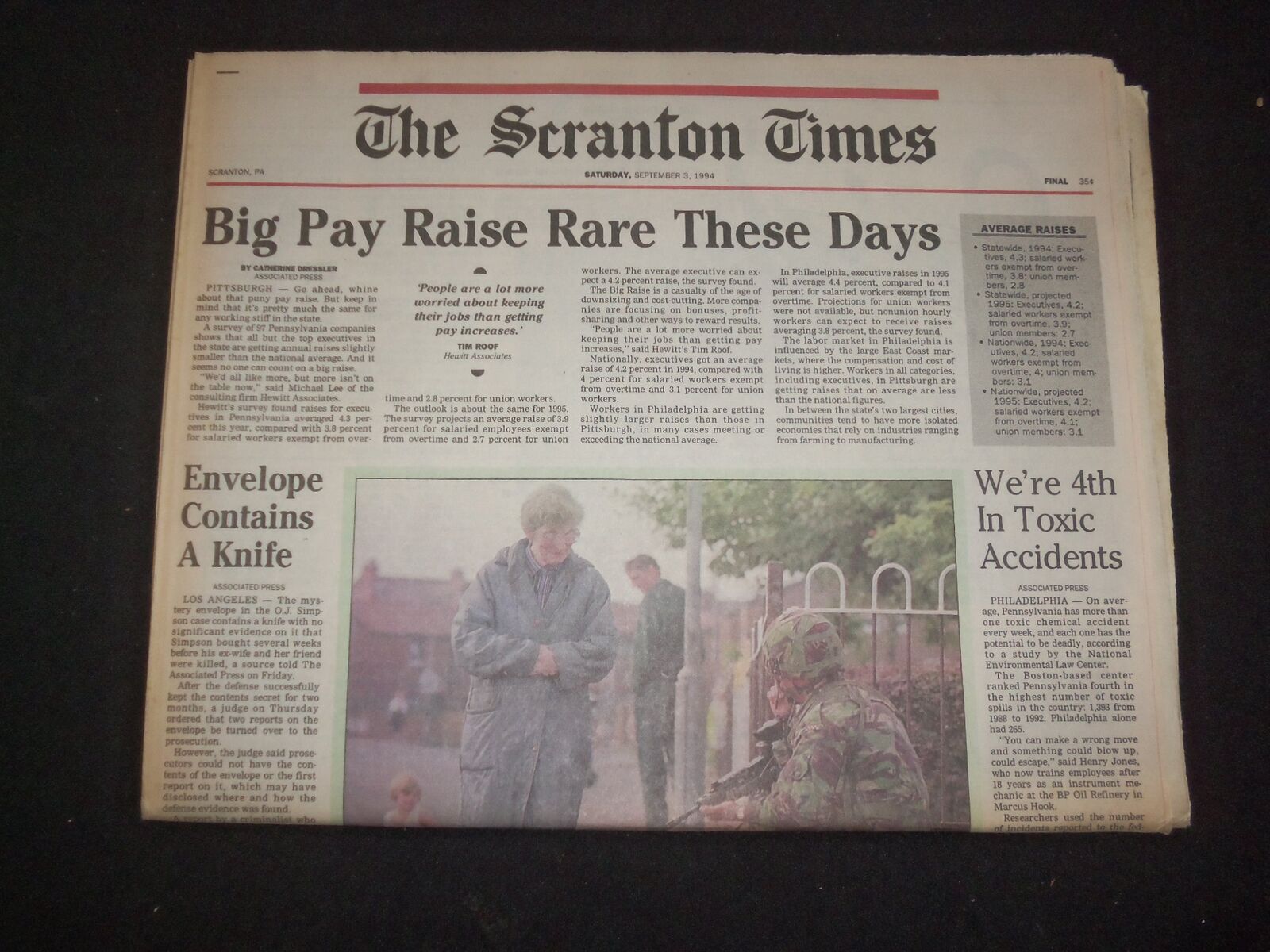 1994 SEP 3 THE SCRANTON TIMES NEWSPAPER -BIG PAY RAISES RARE THESE DAYS- NP 8343