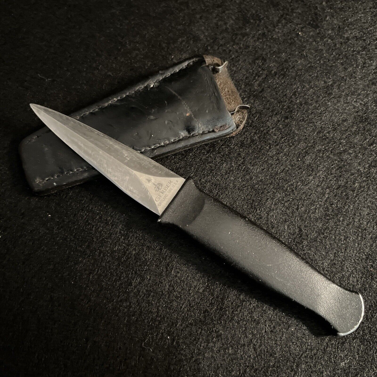 Vintage Gerber Guardian R.W. Loveless Fixed Boot Dagger Knife w/ Sheath USA