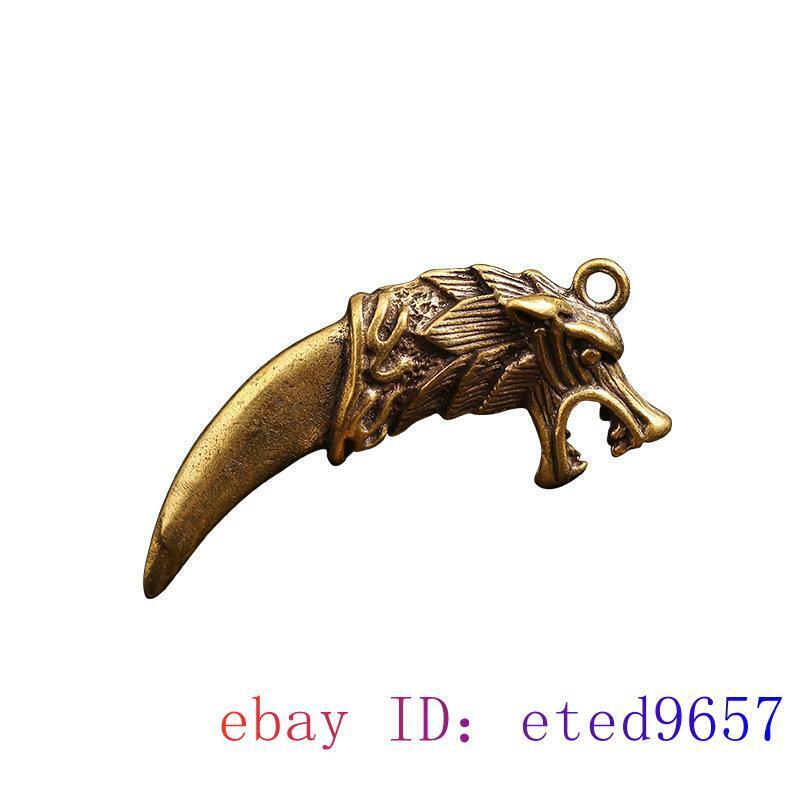 Brass Wolf Tooth Figurines Gifts DIY Small Ornaments Jewelry Pendant Handmade