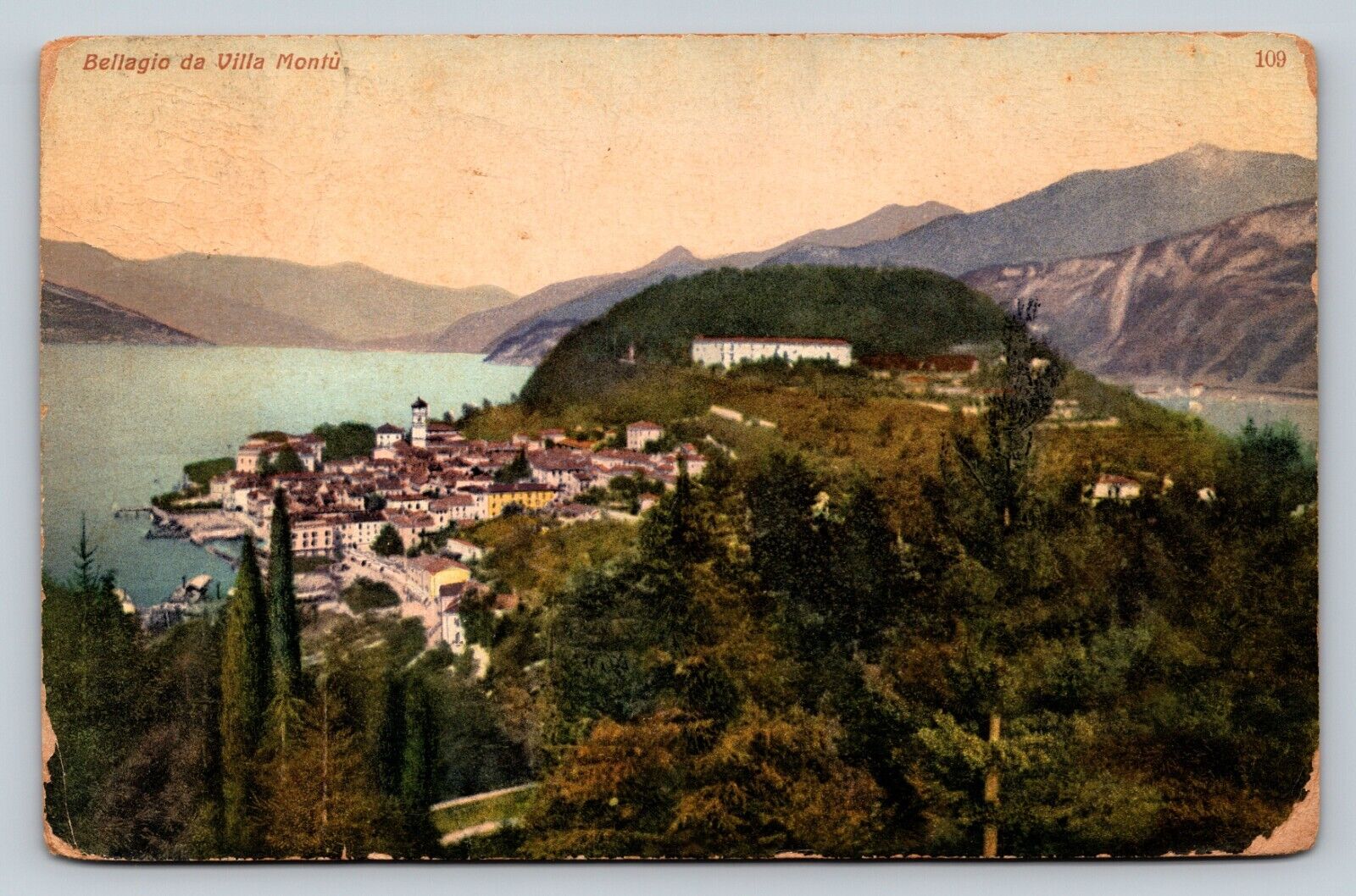 Bellagio from Villa Montu LOMBARDY Italy Vintage Postcard A235