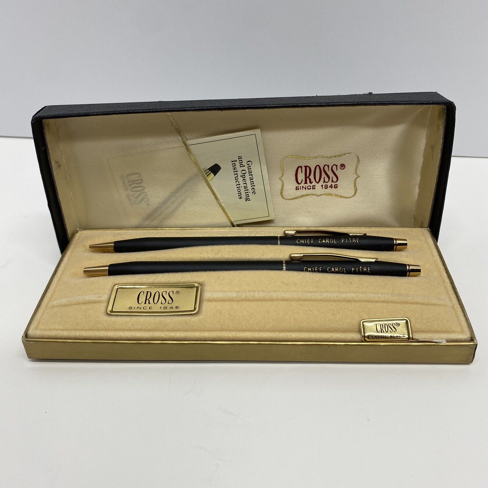 Cross Classic Black Pen & Pencil Set Personalized vintage USA made 2501 Read