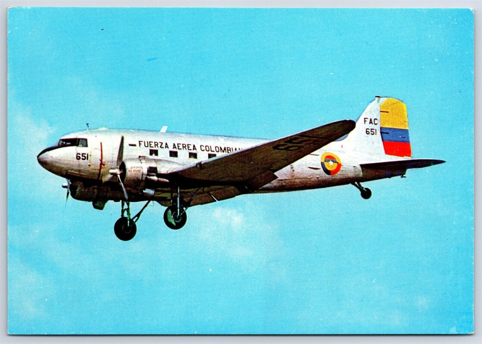 Airplane Postcard Fuerza Aerea Colombiana Airlines Douglas DC-3 Movifoto DR3