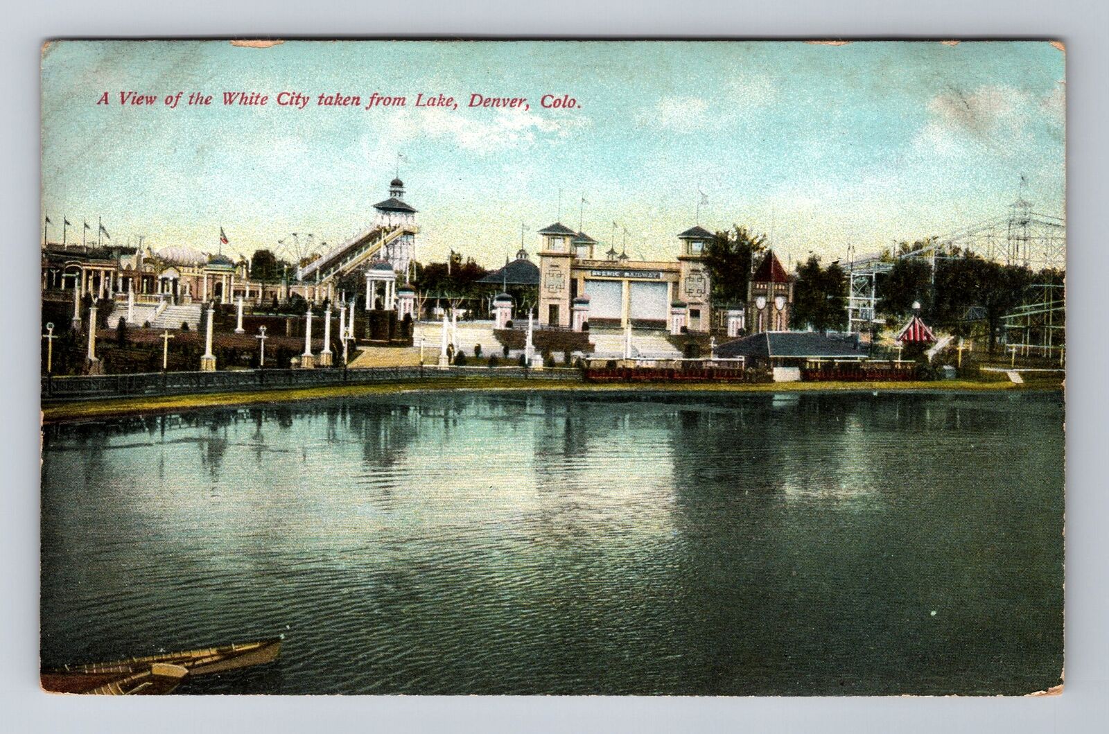 Denver CO-Colorado, White City Taken From Lake, Antique, Vintage Postcard