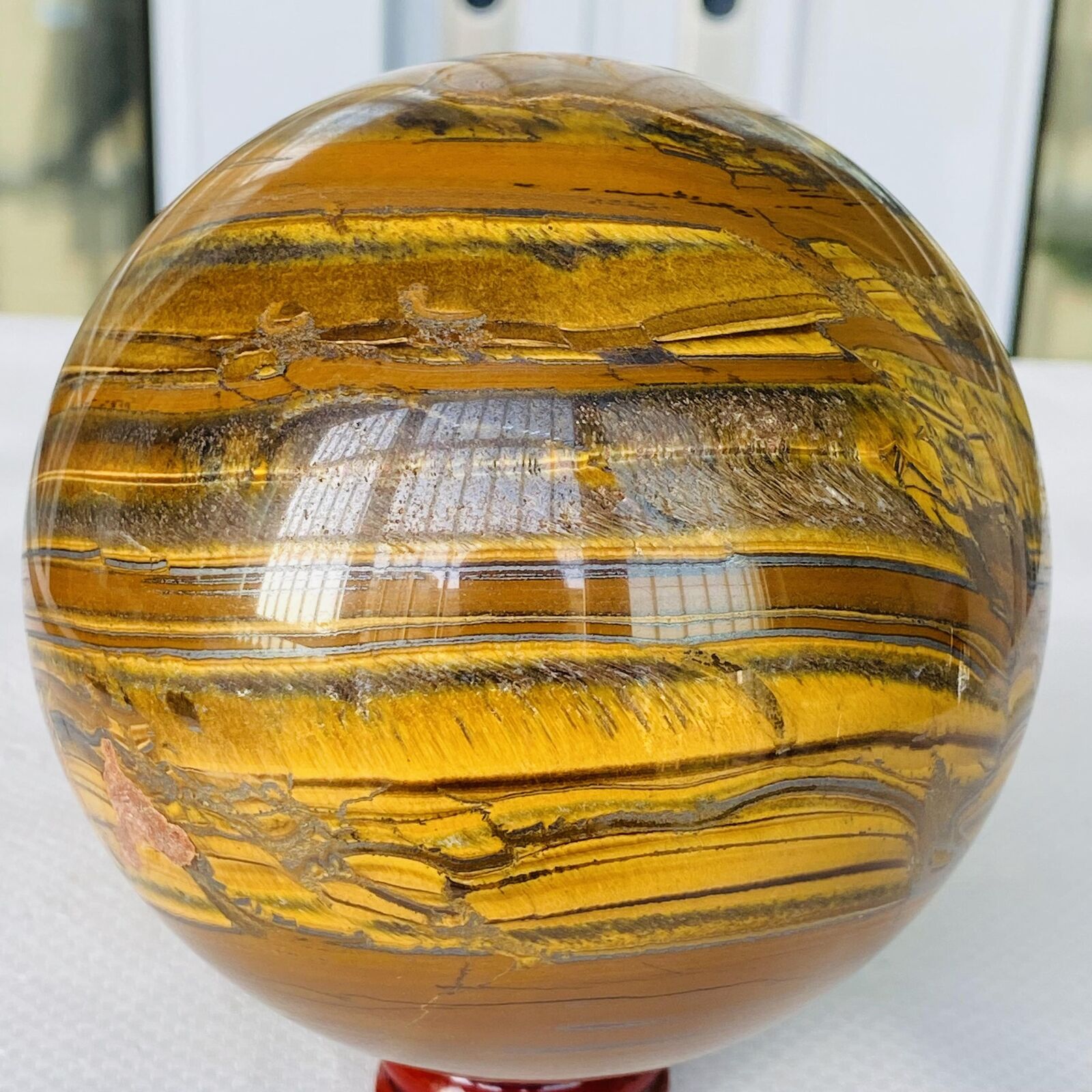 Natural Tiger Eye stone ball quartz crystal ball Reiki healing 2000G