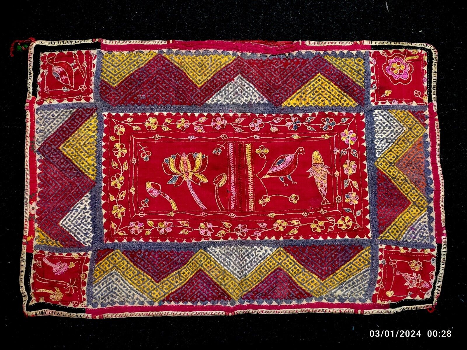 Indian vintage banjara handmade ethnic tribal rabari antique kutchi pillow 101