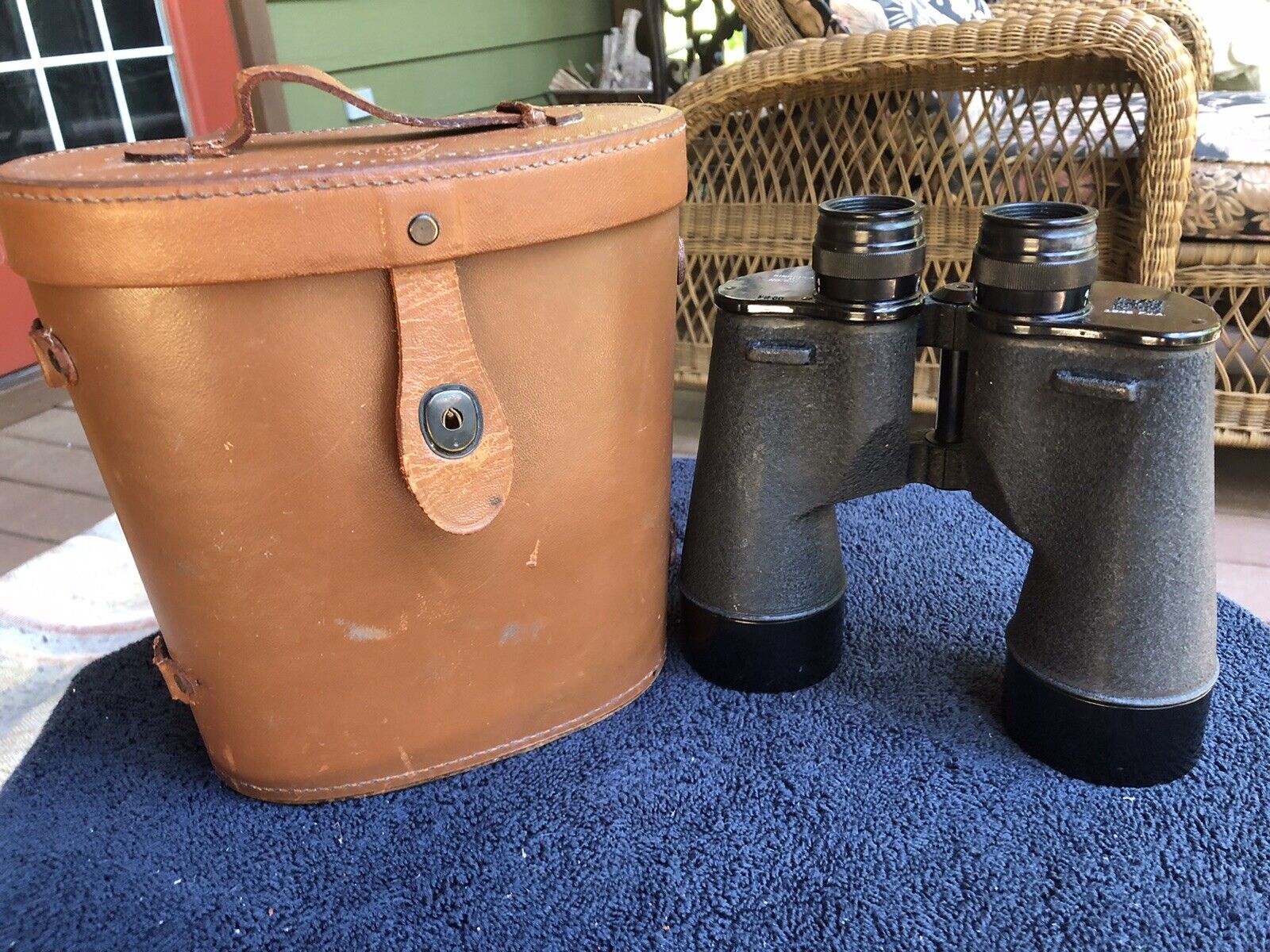 WW2 Bausch & Lomb M7 (1942) F.J.A. 7x50 Binoculars W/ Leather Case