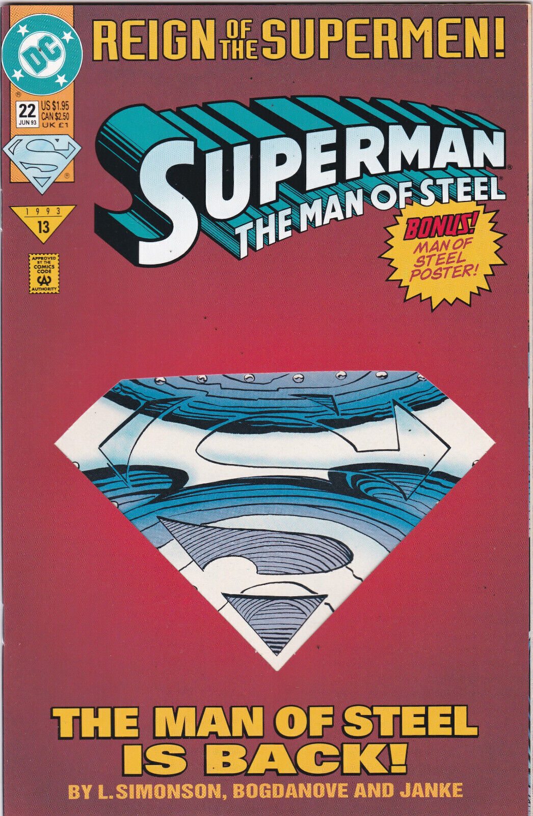 Superman: The Man of Steel #22, (1991-2003) DC Comics, High Grade