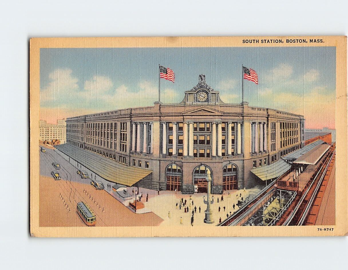 Postcard South Station Boston Massachusetts USA