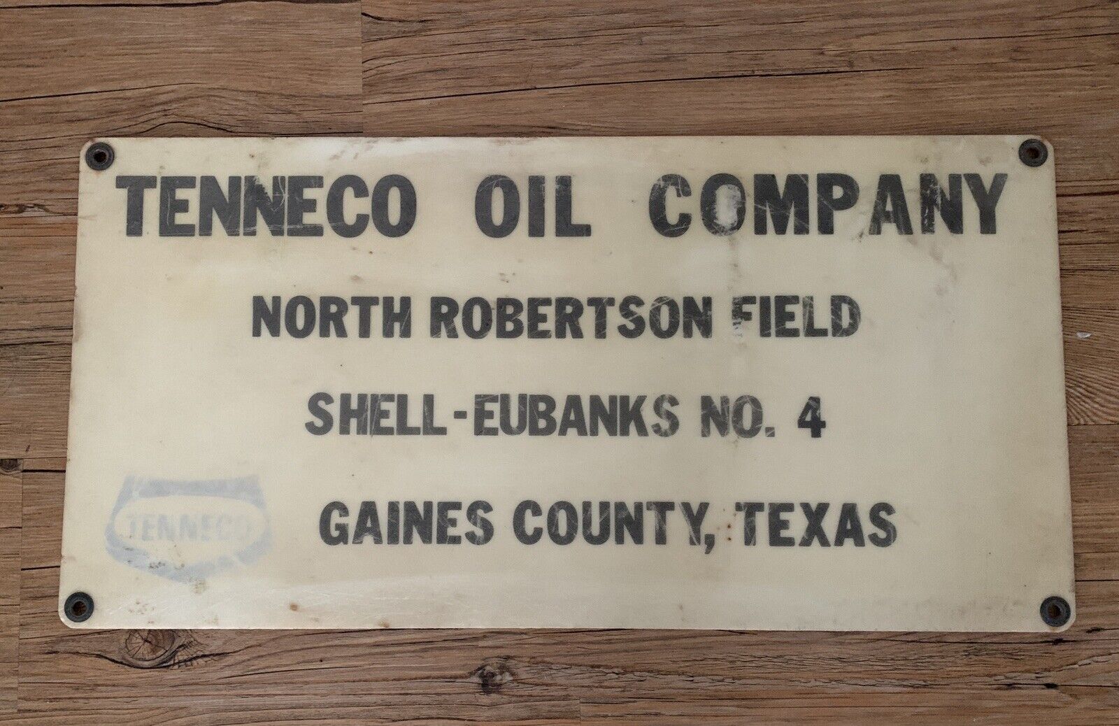 12x24” Tenneco Oil Company Gaines County TX Shell-Eubanks Vintage Outdoor Sign