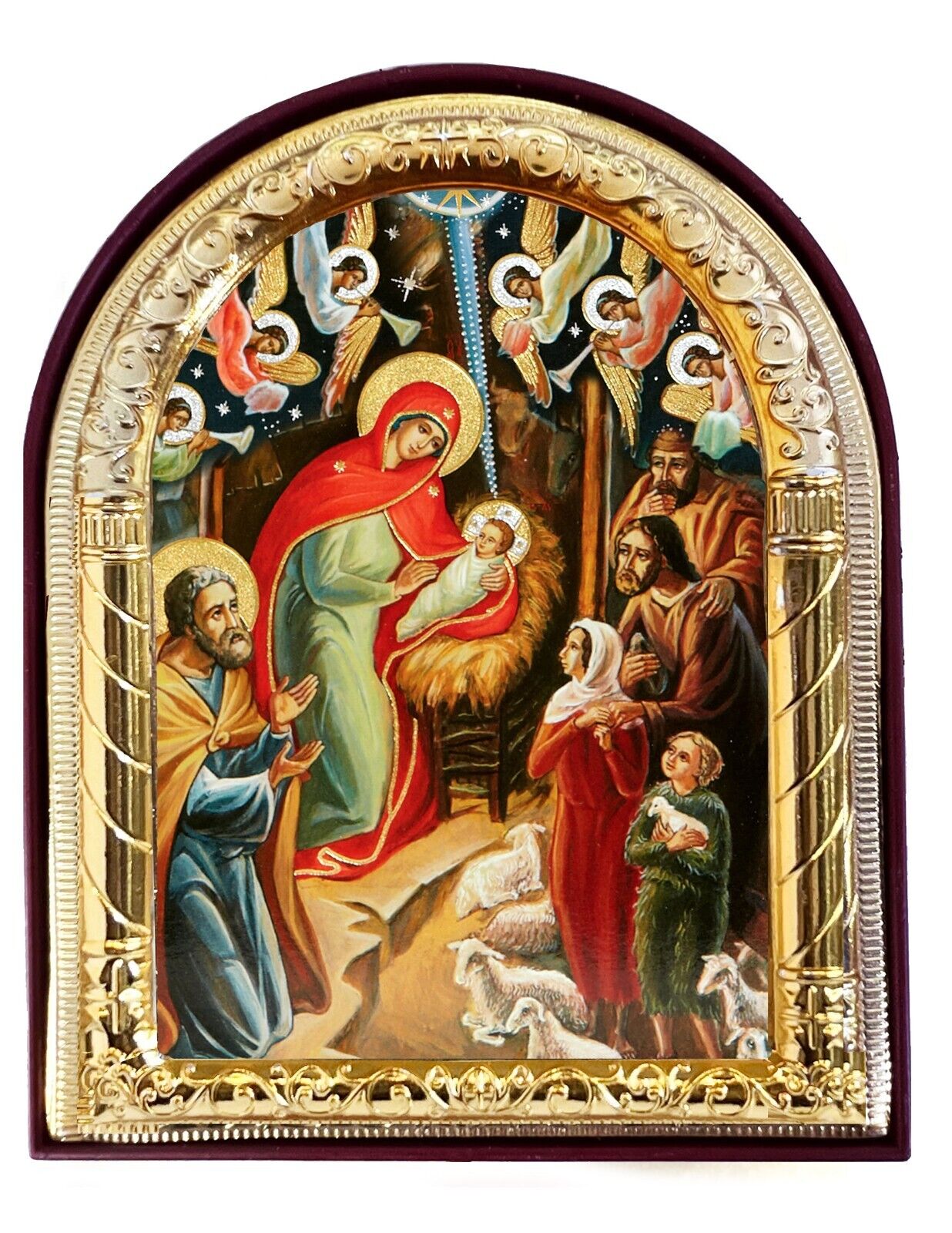 Nativity Scene Christmas Icon Catholic Orthodox Christian Icon, Religious Gift