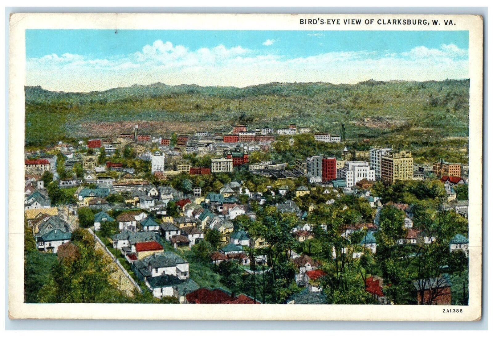 c1920's Bird's Eye View of Clarksburg West Virginia WV Unposted Postcard