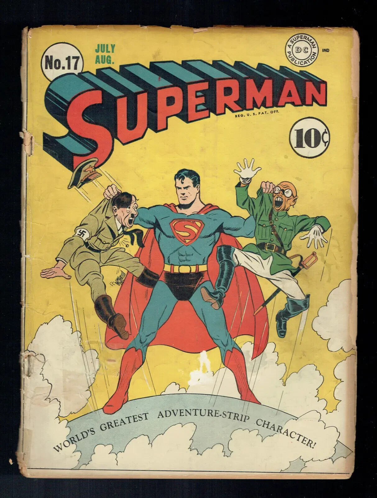 Comic Superman #17 DC From 1942 WWII Nazi Hitler & Hirohito