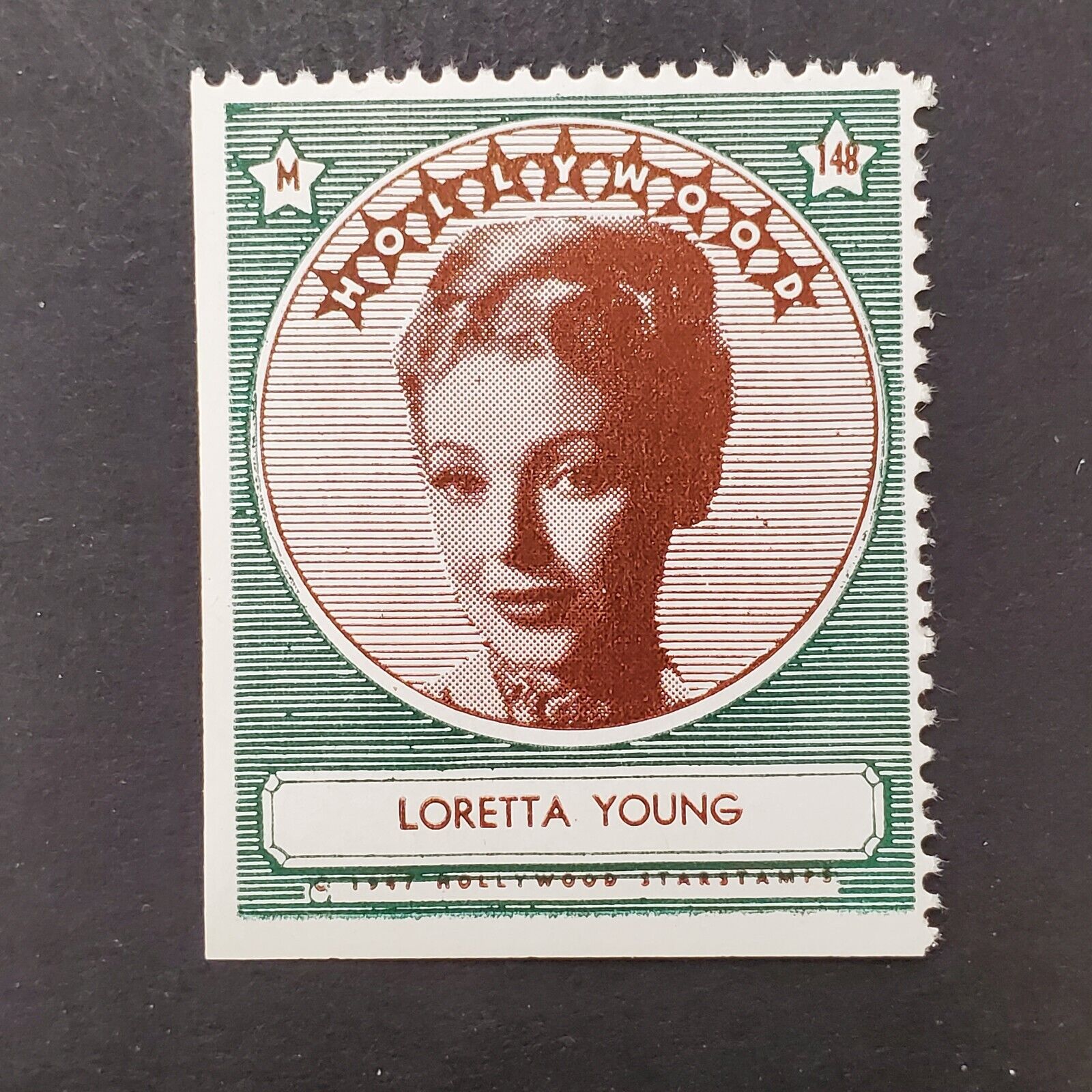Loretta Young 1947 Hollywood Screen Movie Stars Stamp Trading Card