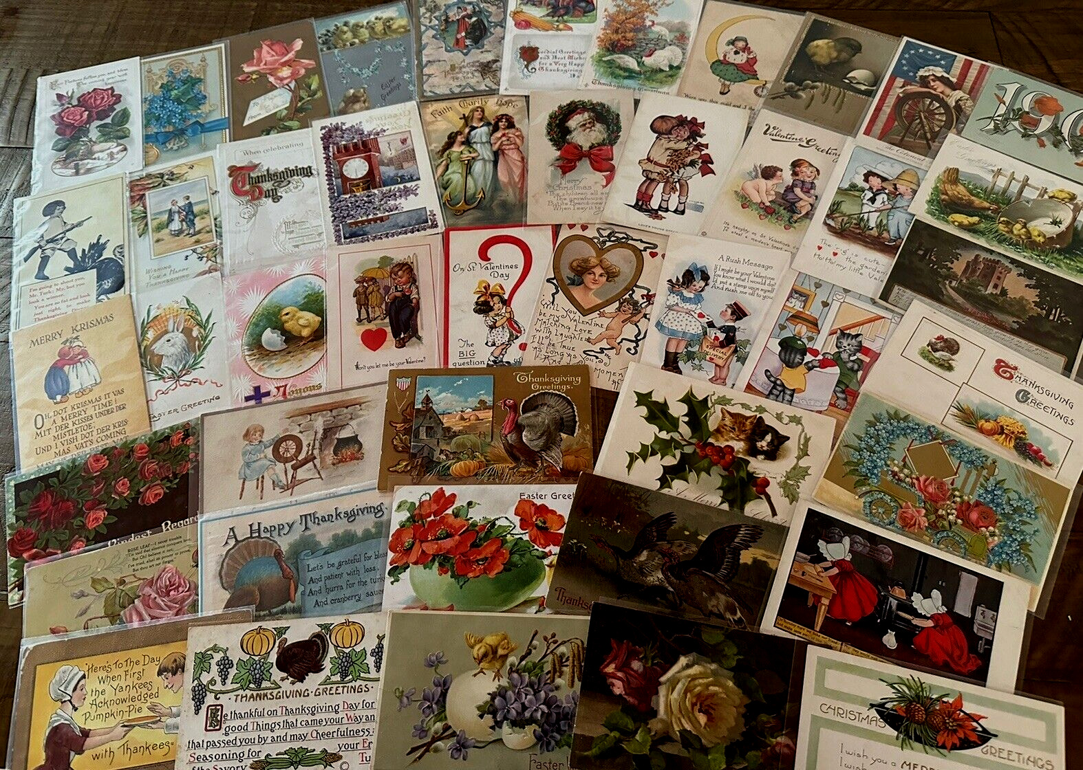 Nice Lot of 50~Mixed Vintage Antique Holidays Greeting Postcards~in sleeves-k240