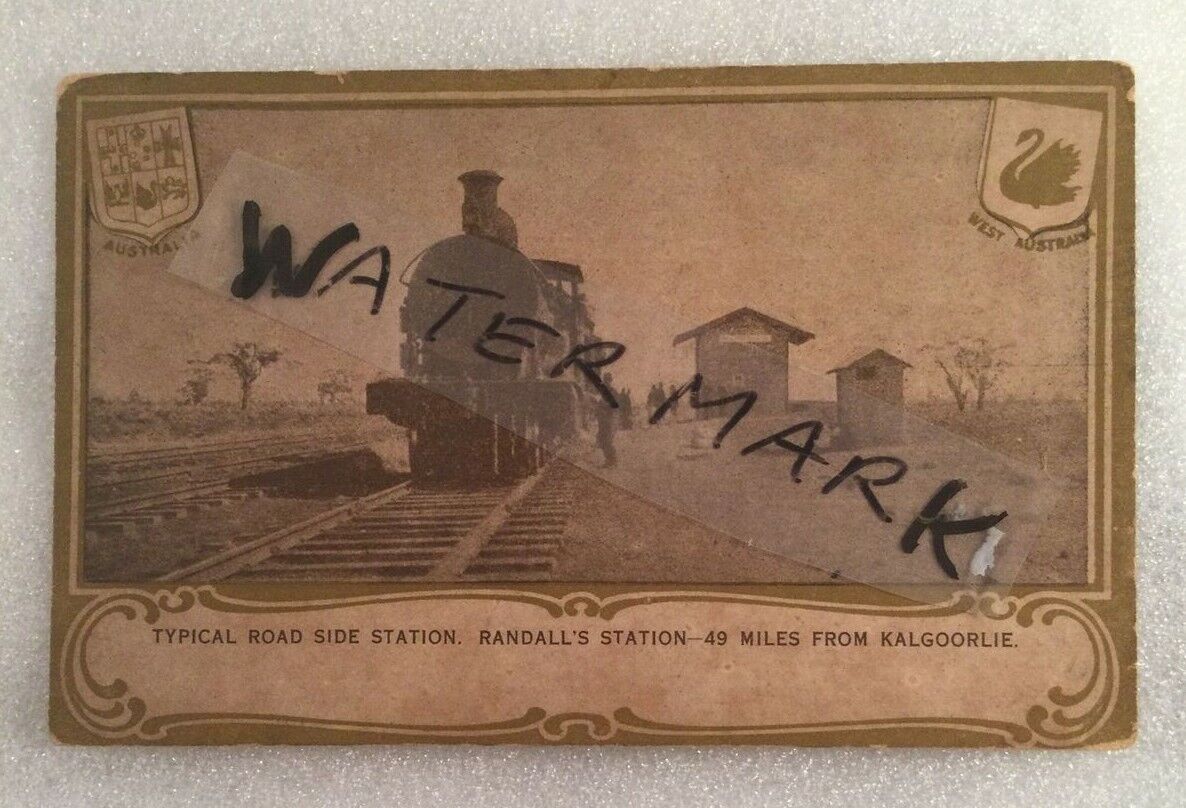 vintage photo postcard Randall's Station Kalgoorlie locomotive train railway 