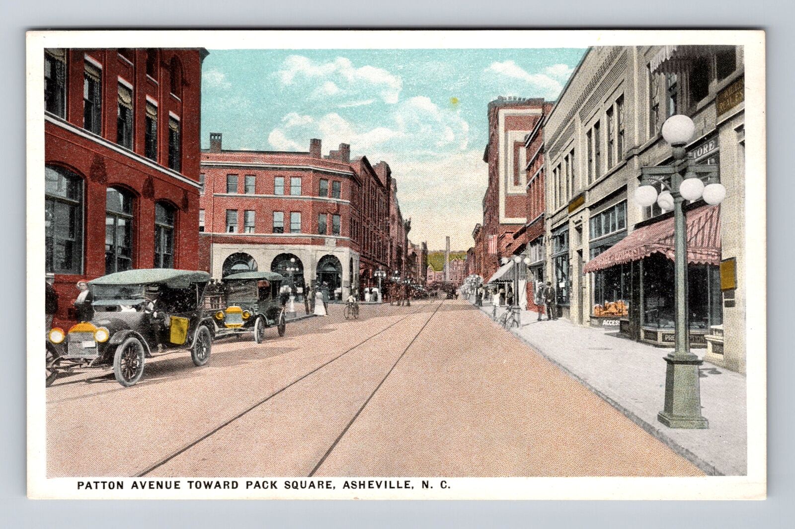 Asheville NC-North Carolina, Patton Avenue Pack Square, Vintage Postcard