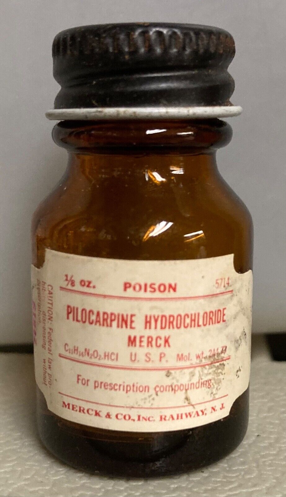 Vintage Merck Poison Medicine Bottle Rahway New Jersey