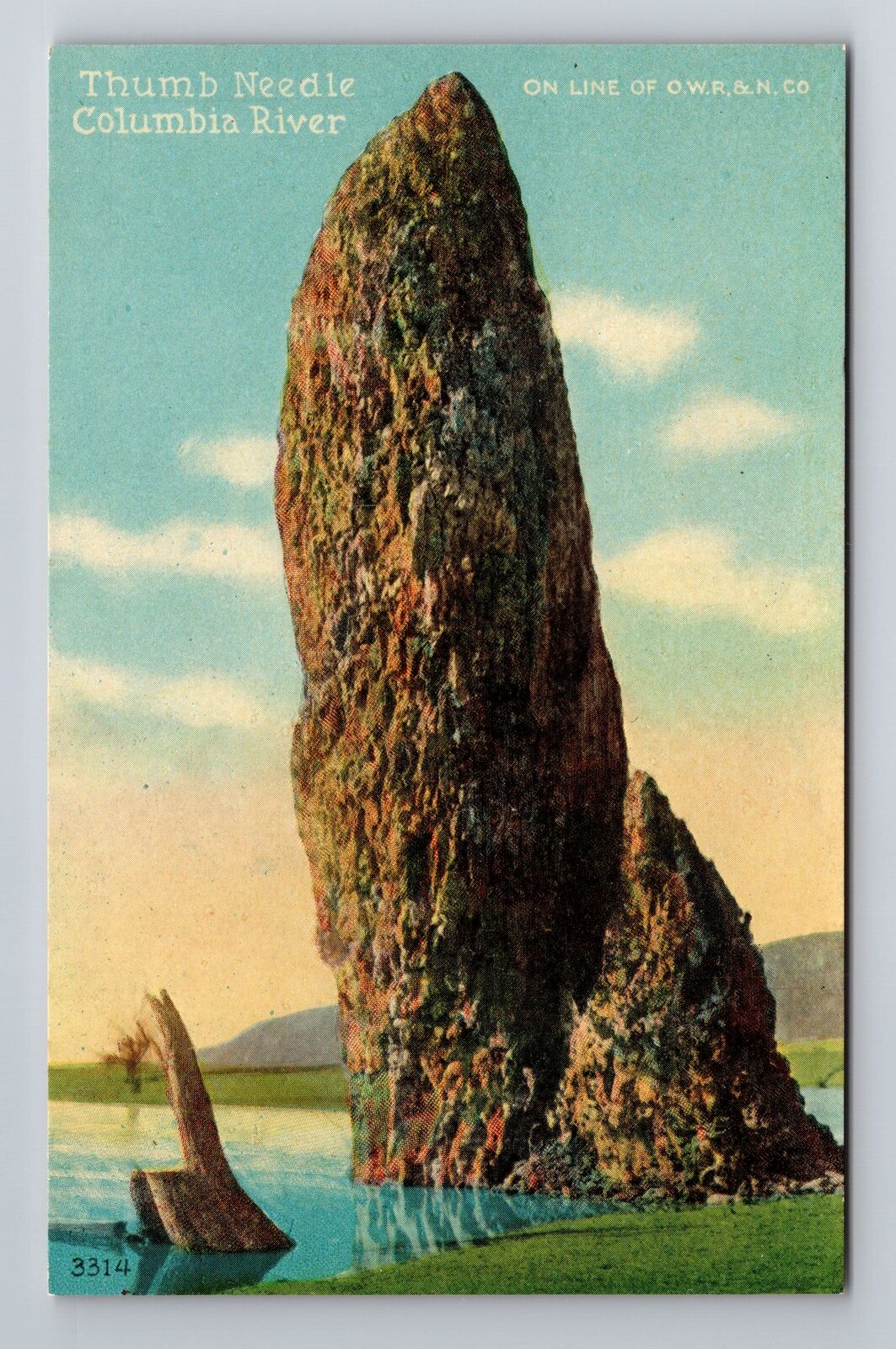 OR-Oregon, Thumb Needle, Columbia River, Antique, Vintage Souvenir Postcard