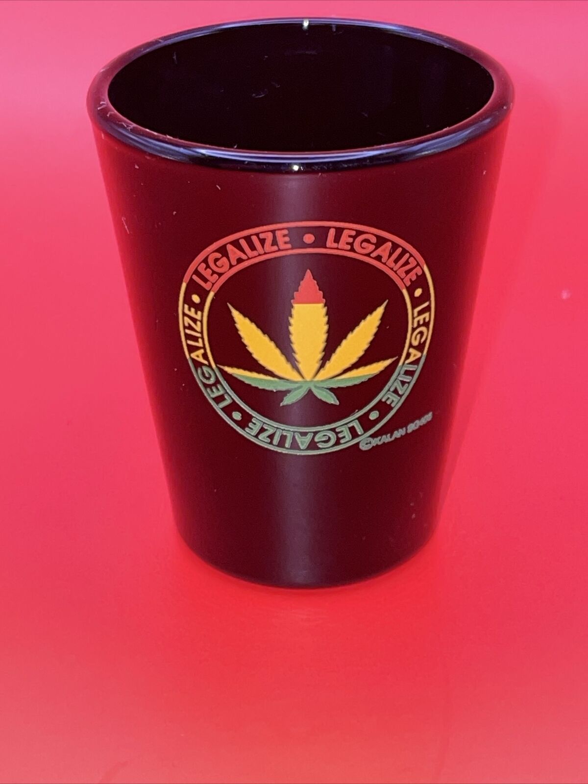 LEGALIZE Marijuana Shot Glass Black Jamaica Bob Marley Weed Grass Cannabis Leaf