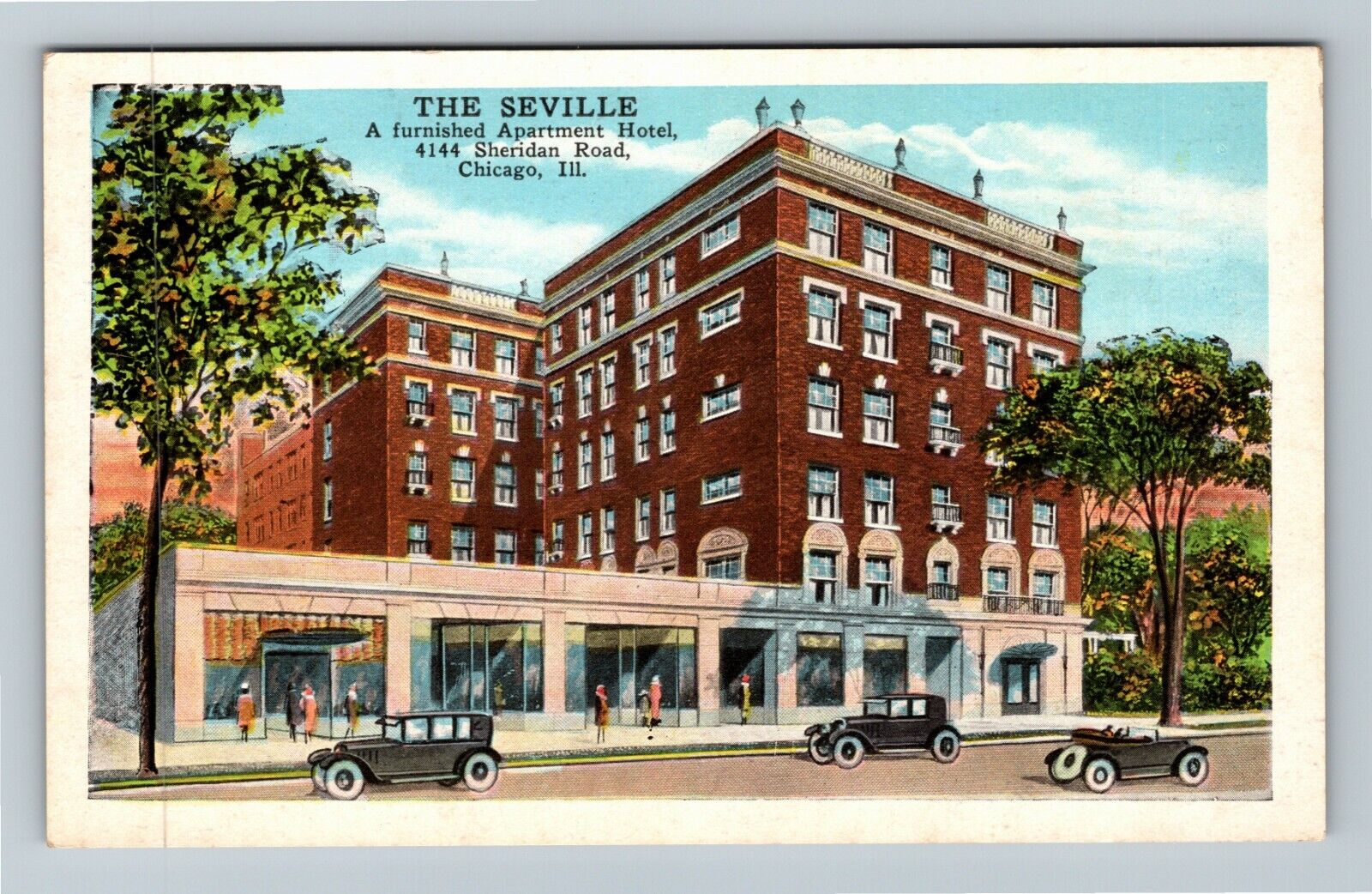 Chicago IL-Illinois, The Seville Apartment Hotel, Antique Vintage Postcard