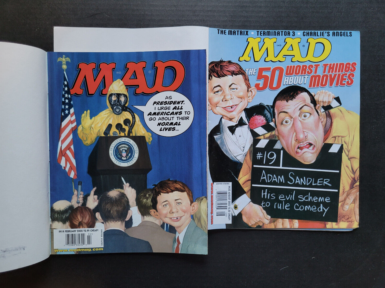 MAD MAGAZINE ~ LOT OF 2 ISSUES ~# 414  + # 432 ADAM SANDLER COVER ~ W/MAILER
