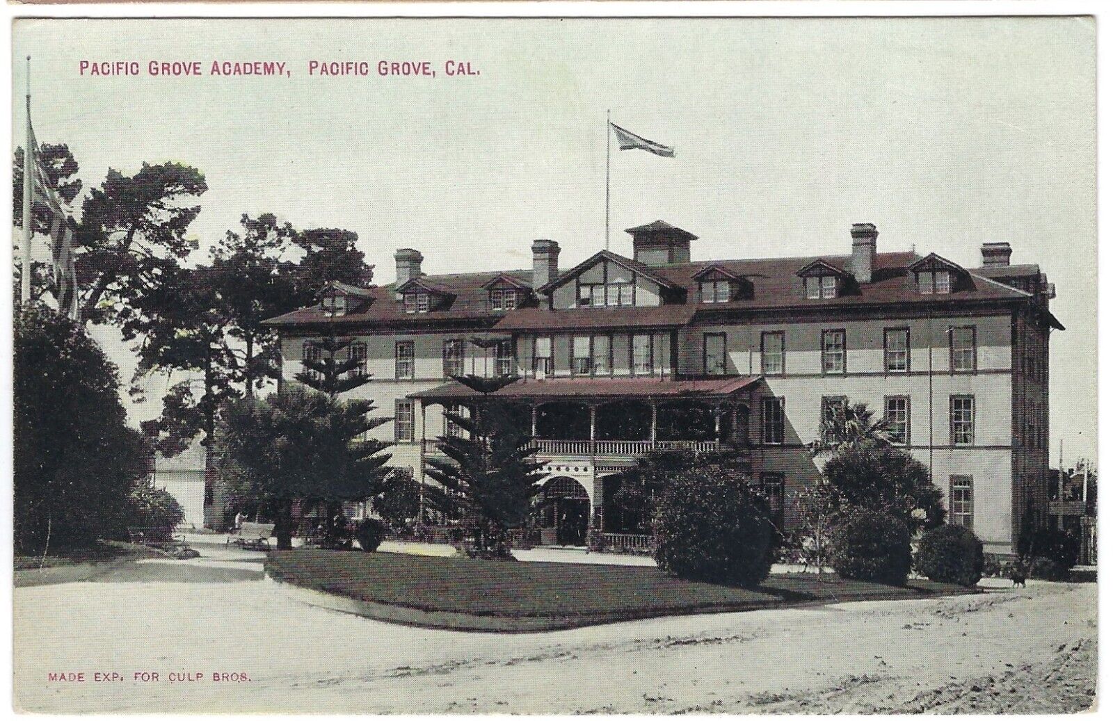 Pacific Grove Academy, Pacific Grove,  Vtg California Postcard, Hotel El Carmelo