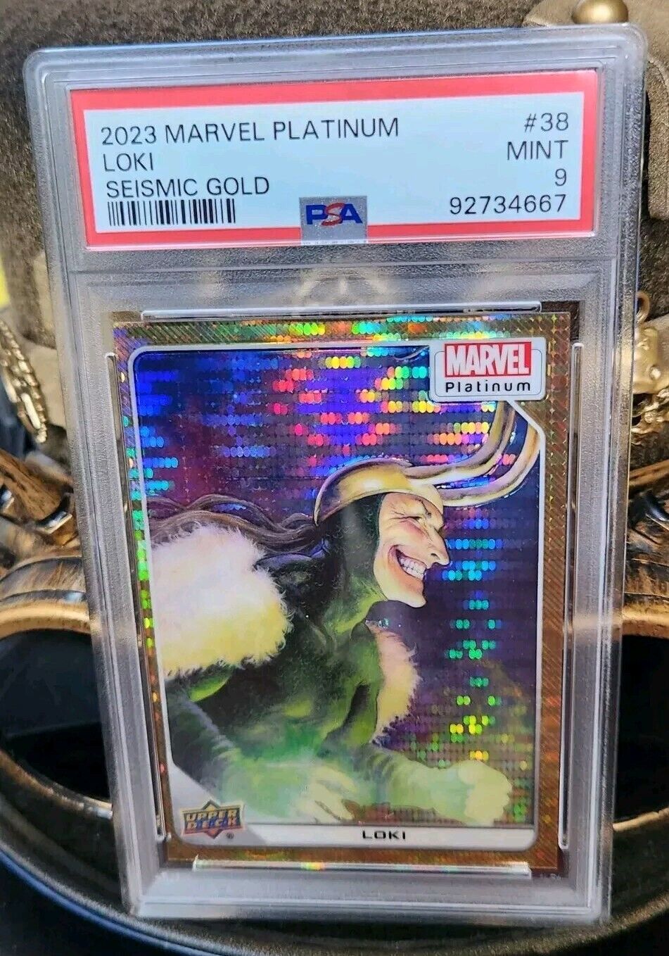 2023 upper deck Marvel Platinum/Seismic Gold #'d/10/Loki/#38