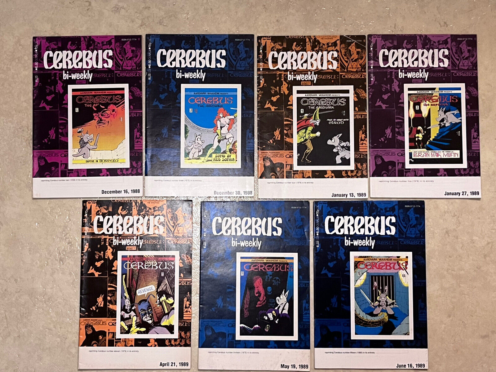 Lot Of 7 Comic Books ✅ Cerebus Bi-Weekly 1988-1989 ✅ Copper Age Comics