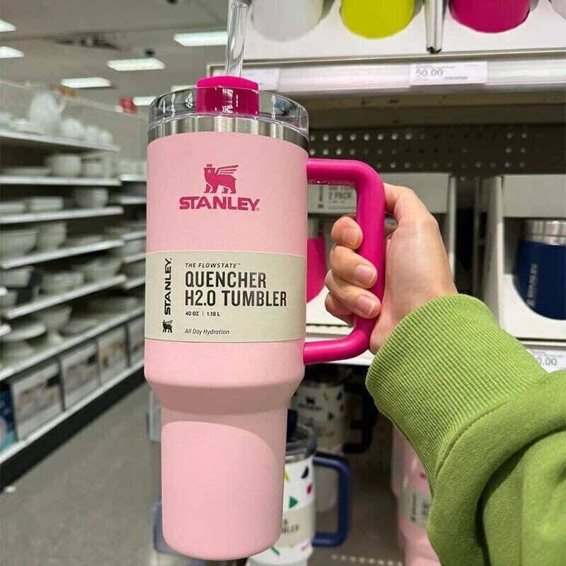 Pink-Stanley Quencher H2.0 FlowState 40oz Stainless Steel Tumbler Gift