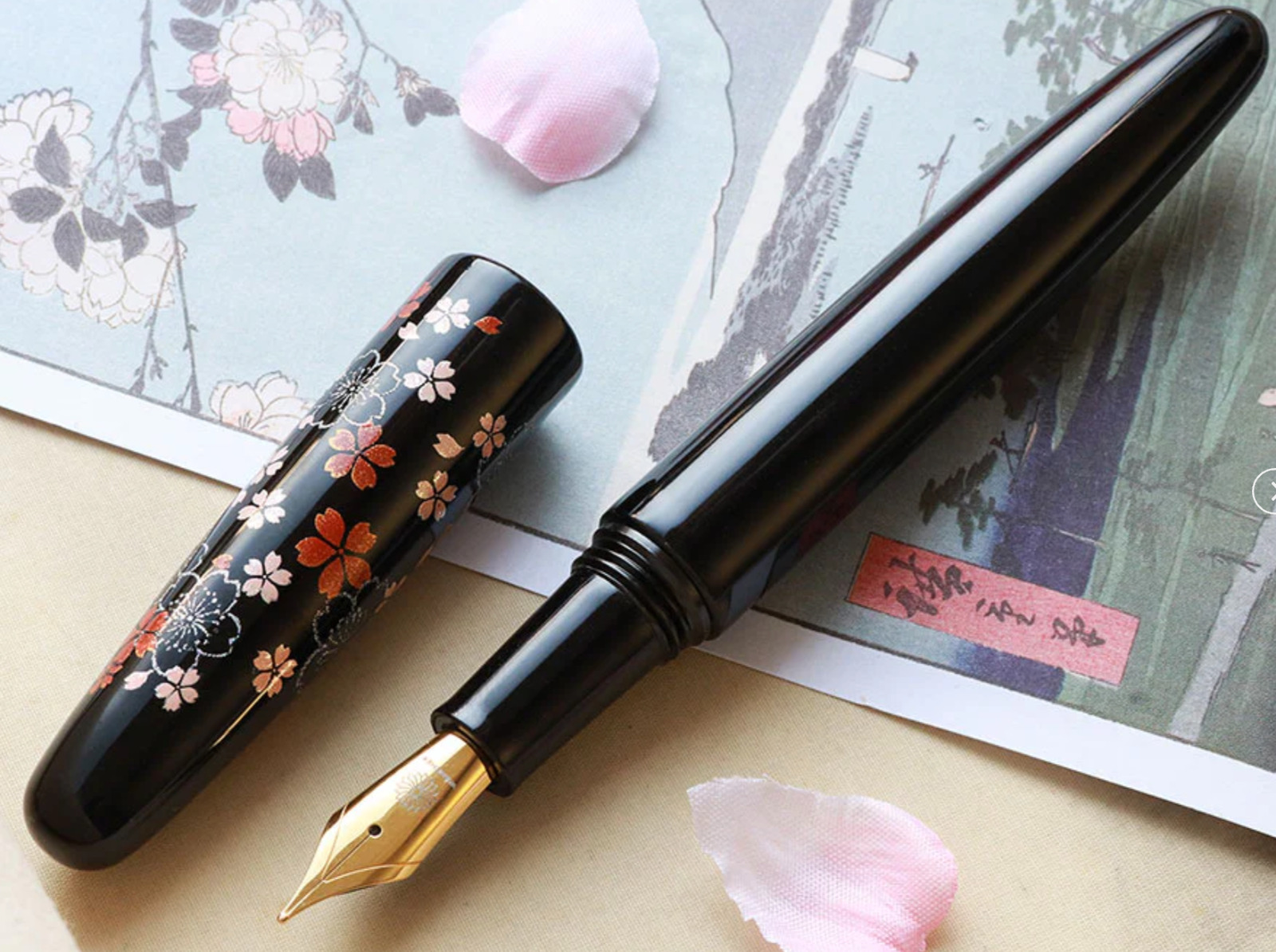 Wancher Dream Fountain Pen | Echizen Urushi - Omoide Sakura -  Calligraphy Pen