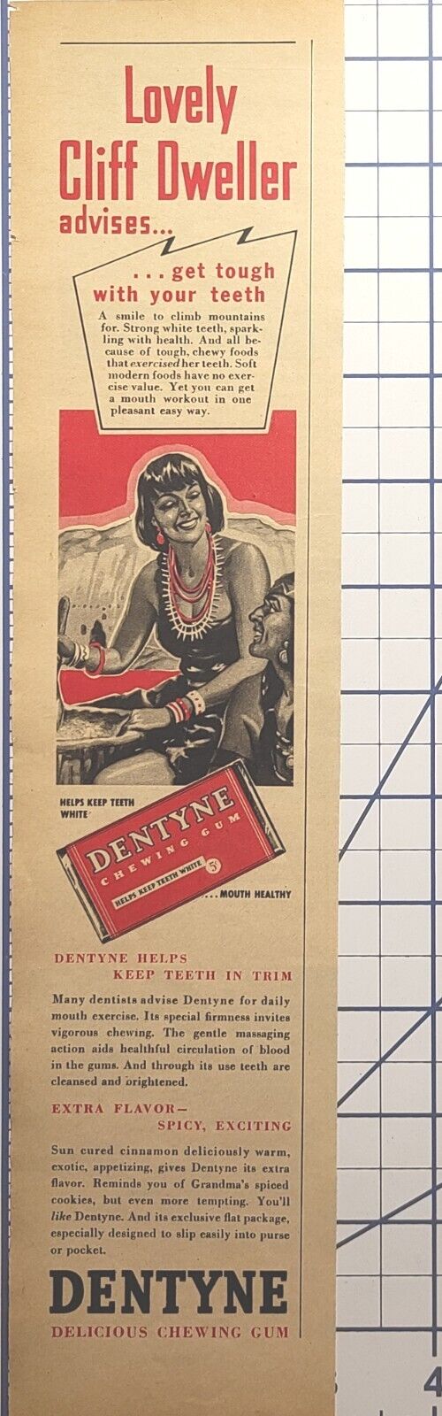 Dentyne Chewing Gum Lovely Cliff Dweller Woman White Teeth Vintage Print Ad 1939