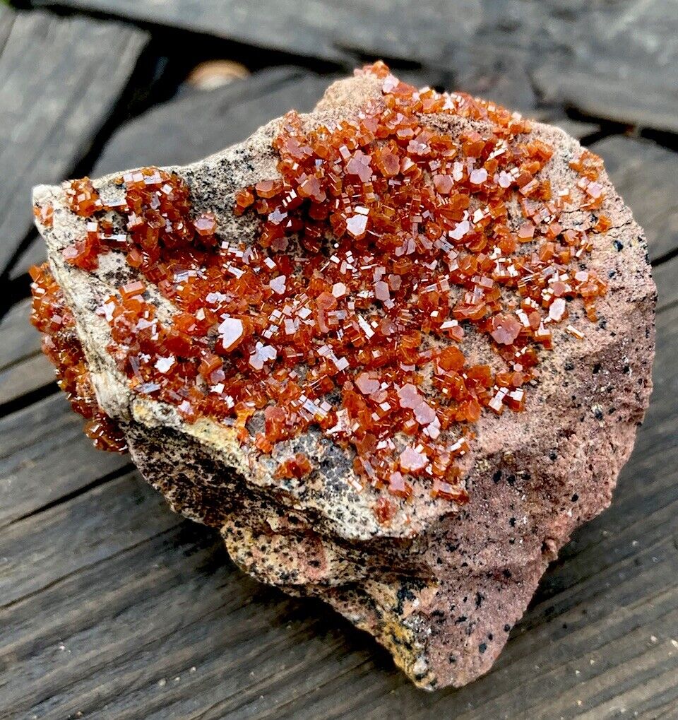 Fine Red VANADINITE Crystal on Matrix Rock - Mibladen, Midelt, MOROCCO