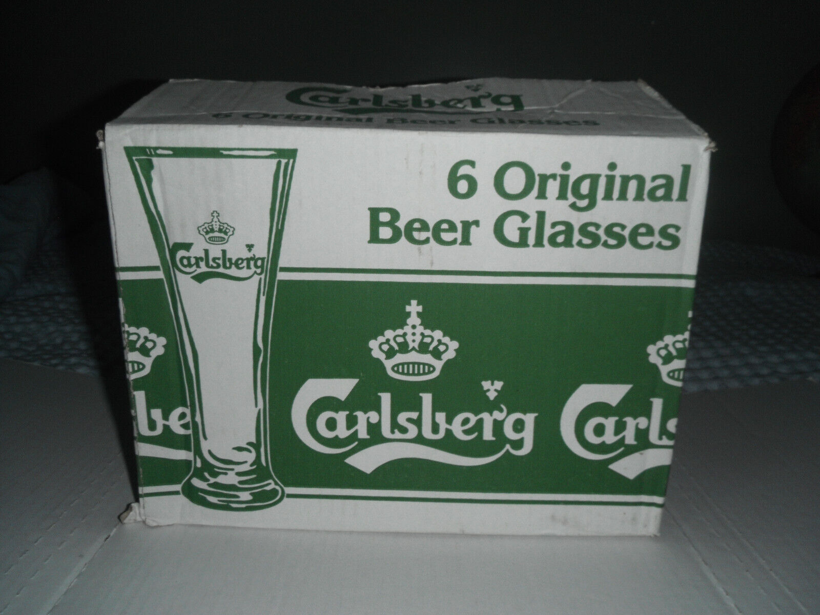 carlsberg 16 0z beer glasses 6 original beer glasses in box