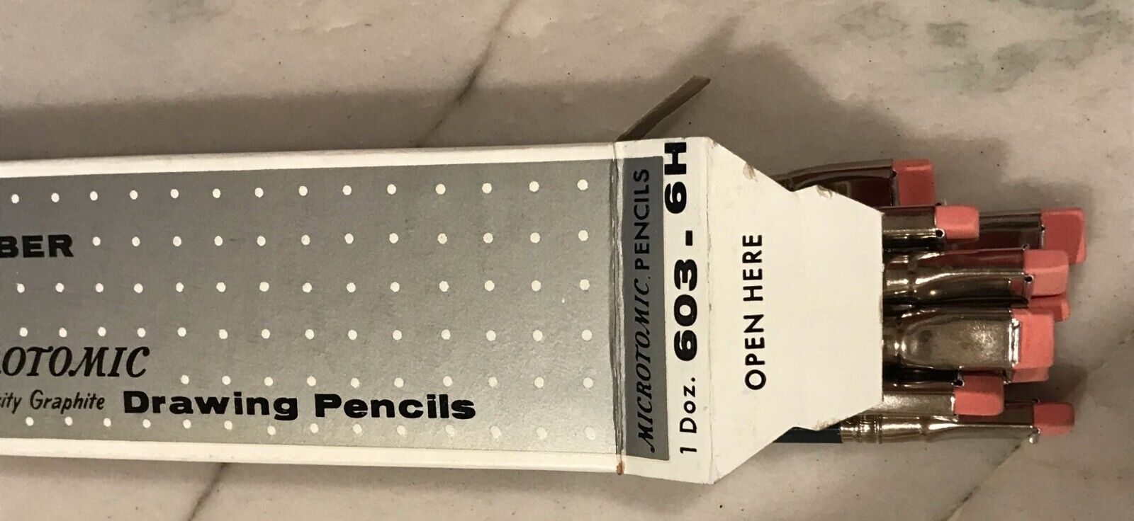 Vintage Eberhard Faber Microtomic 600 6H Box Of 12 Pencils USA