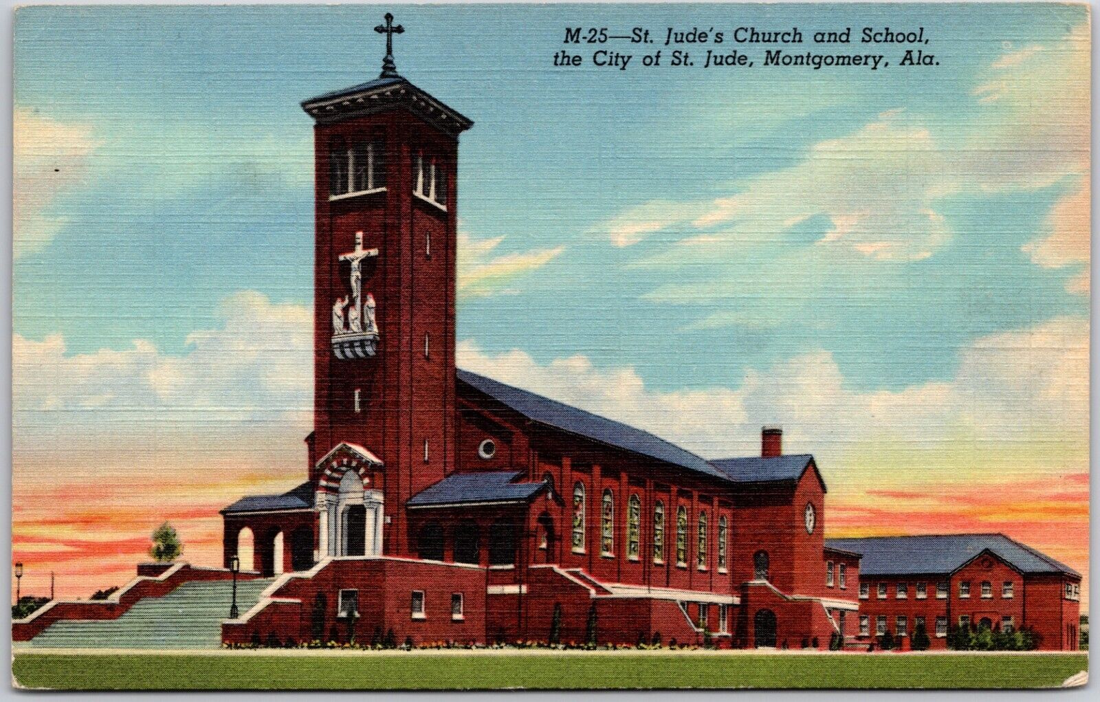 St. Jude's Church and School  Montgomery AL Alabama Postcard 