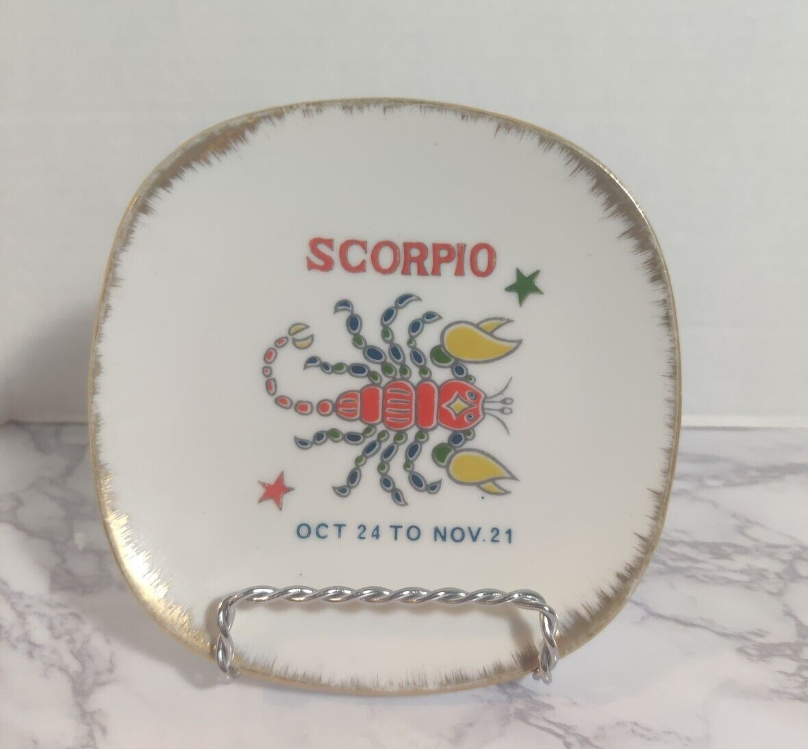 Vintage Scorpio Astrology Ceramic Plate Japan