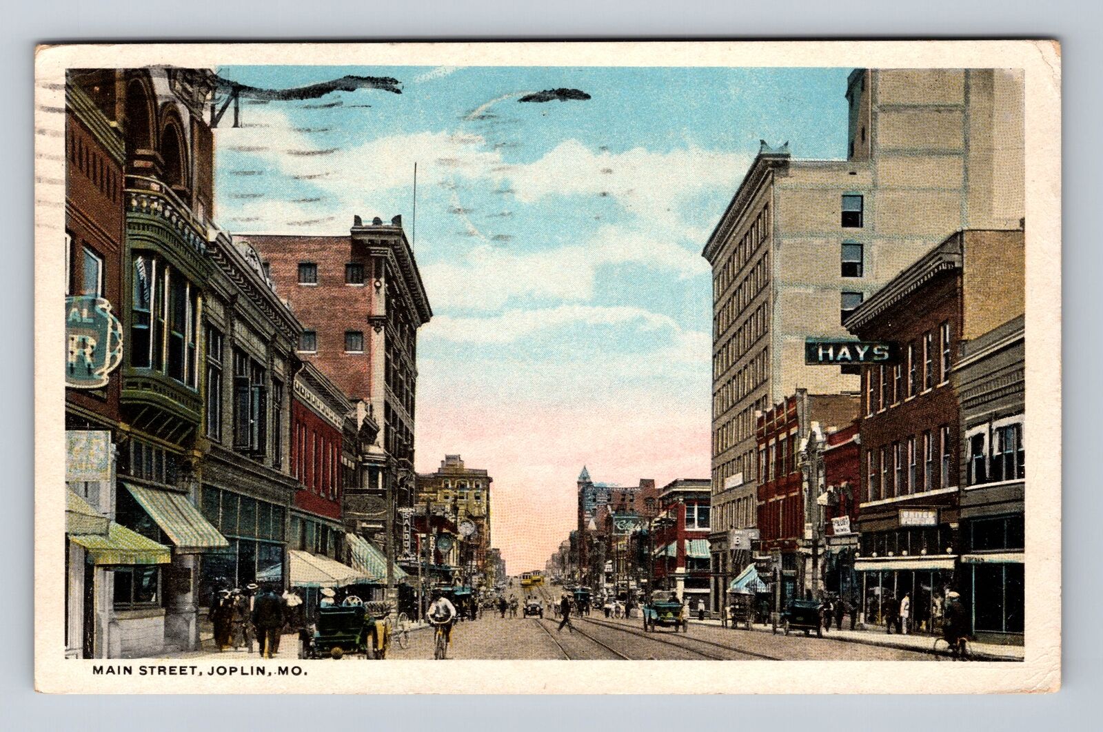 Joplin MO-Missouri, Main Business District, Antique Souvenir Vintage Postcard