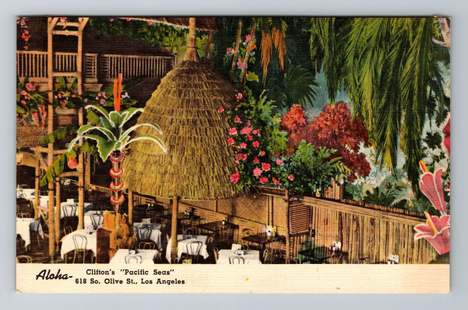Los Angeles CA-California, Aloha Clifton\'s, Antique, Vintage Souvenir Postcard