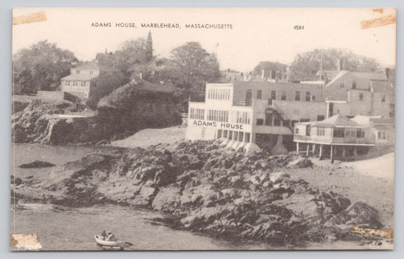 Adams House Marblehead Massachusetts MA Canoe Shoreline Vintage Postcard