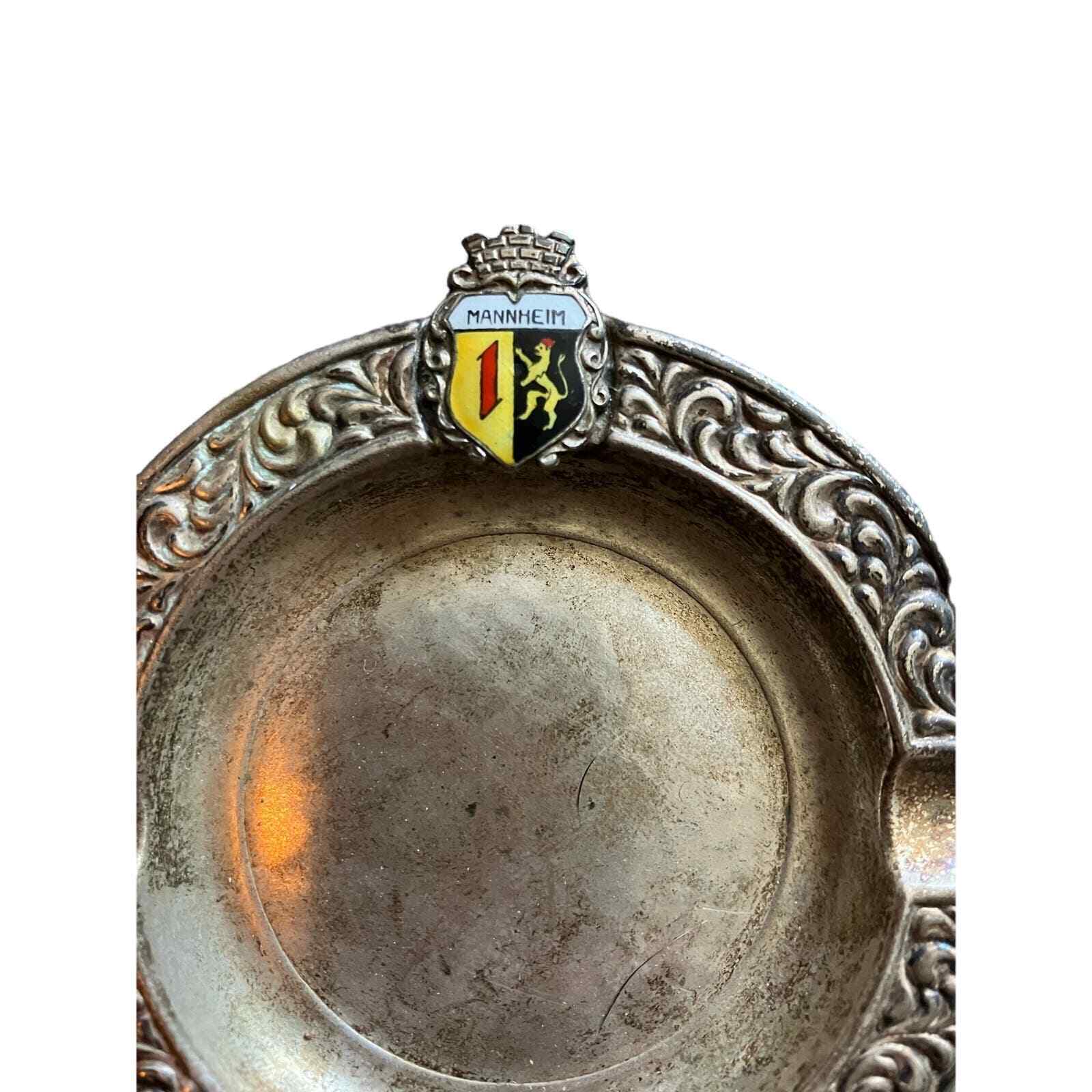 Vintage Mannheim Germany crest metal ashtray tobacciana 
