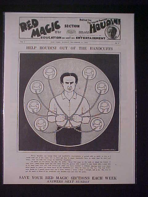 VINTAGE NEWSPAPER HEADLINE~ NY HANDCUFF MAGIC MAGICAN HARRY HOUDINI ESCAPE  1924