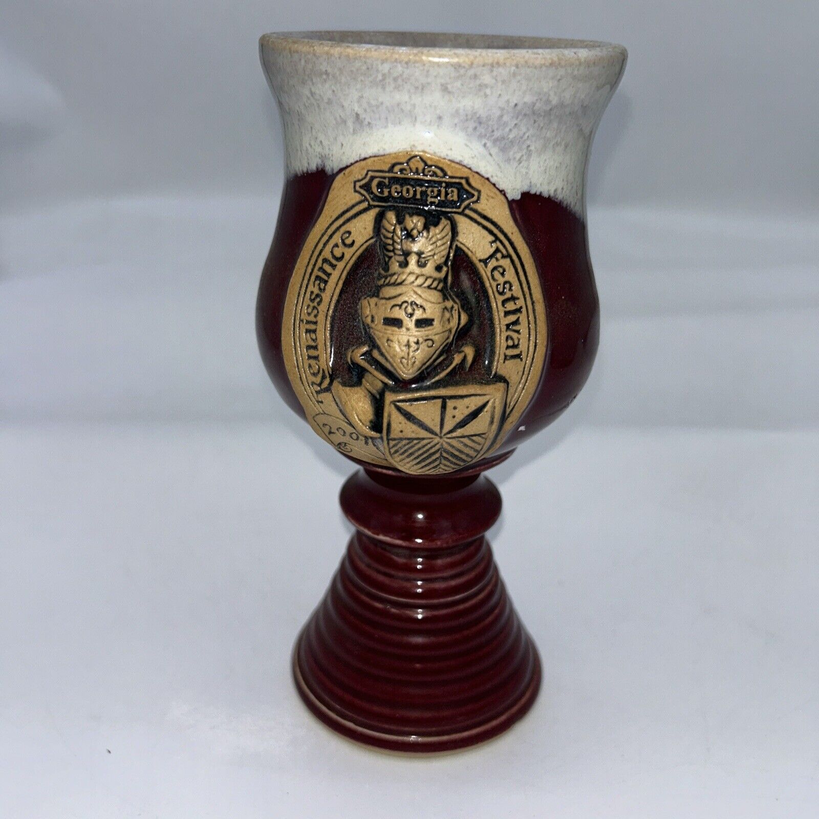 2001 Georgia RENAISSANCE FESTIVAL Knight Beer Mug Wine Glass Hand Made Pottery