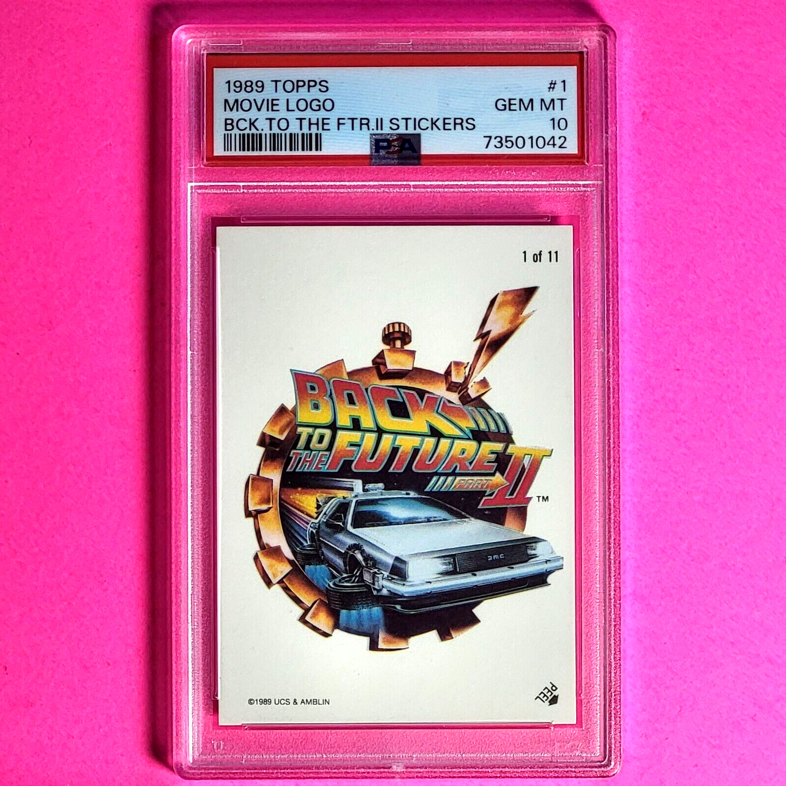 1989 Topps Back to the Future  #1 Poster Movie Logo sticker - PSA 10 Gem Mint