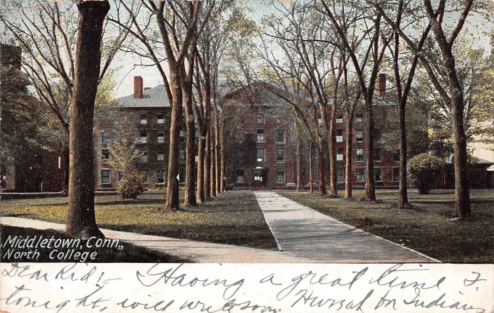 Middletown Connecticut NORTH COLLEGE 1907 Postcard 7071
