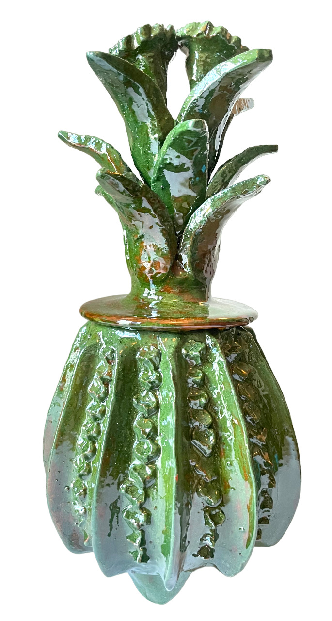 Glazed Pineapple - Home Decoration - Mexican Folk Art - 11 IN/28CMS - Green