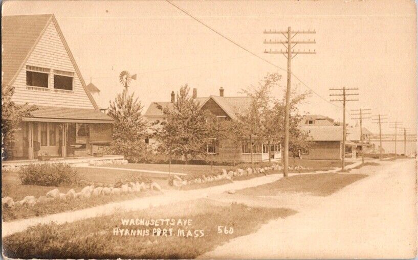 RPPC Postcard Wachusetts Avenue Hyannis Port MA Massachusetts c.1904-1918   M469