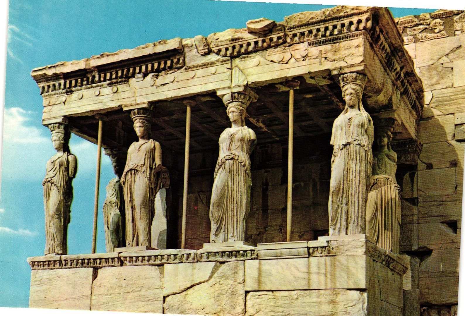 Vintage Postcard 4x6- The Caryatids, Athens